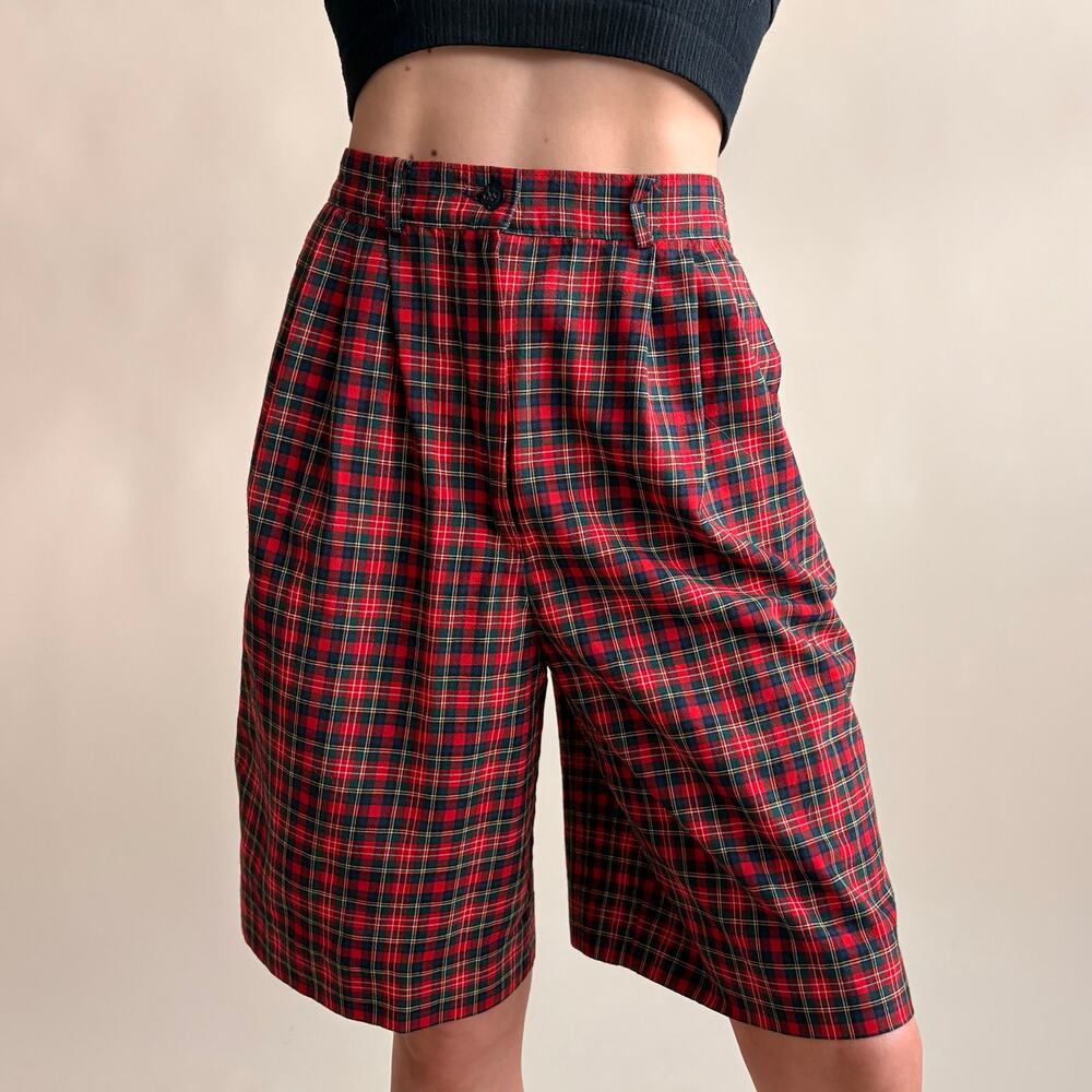 Pendleton Tartan Plaid Bermuda Shorts - Virgin Wool, Made in USA, Size 6